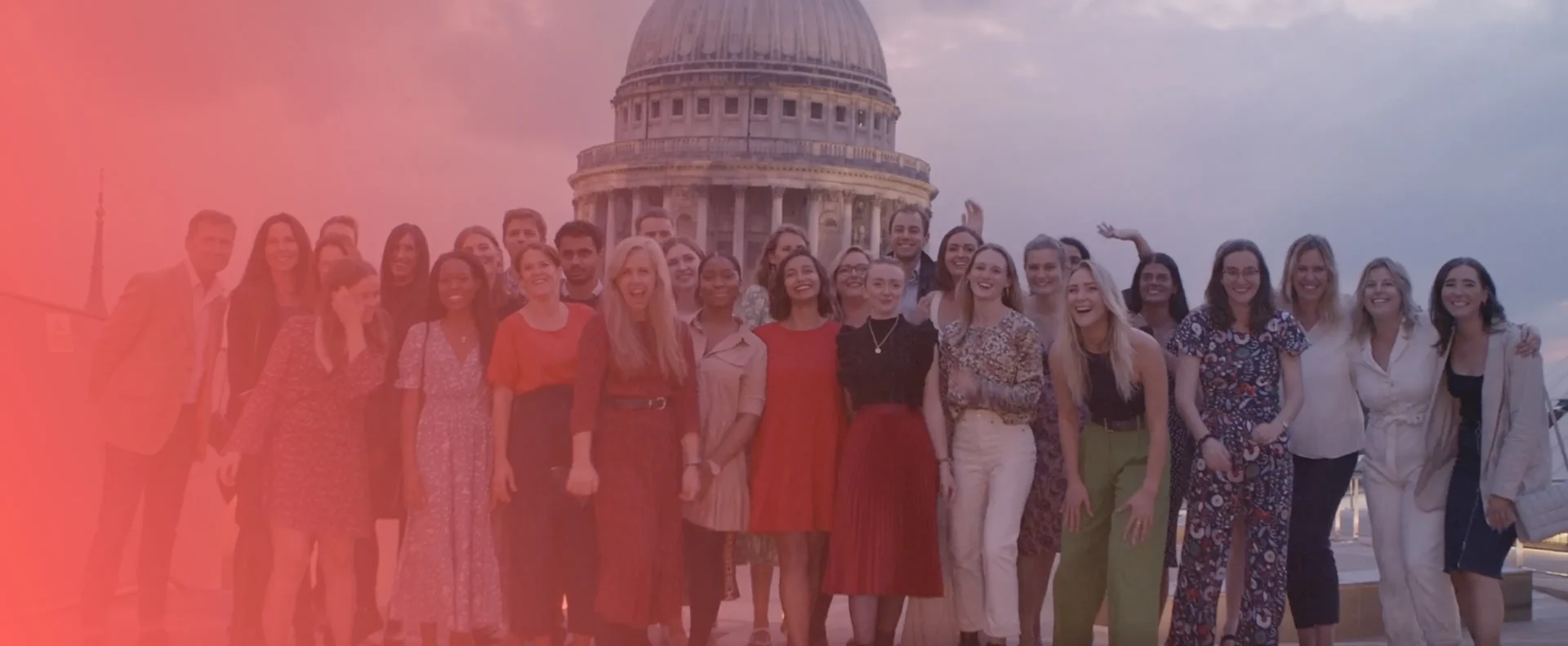 Group of people on a rooftop by St Pauls