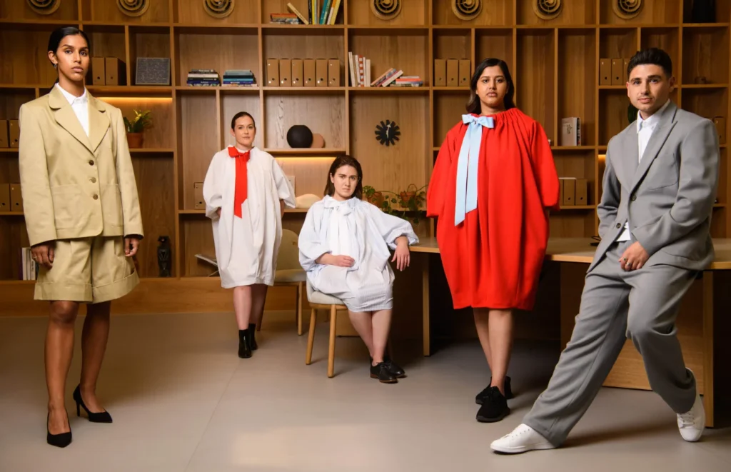 Models in an office