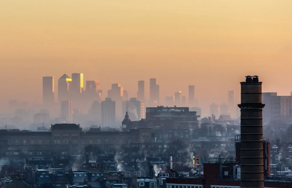Polluted london skyline