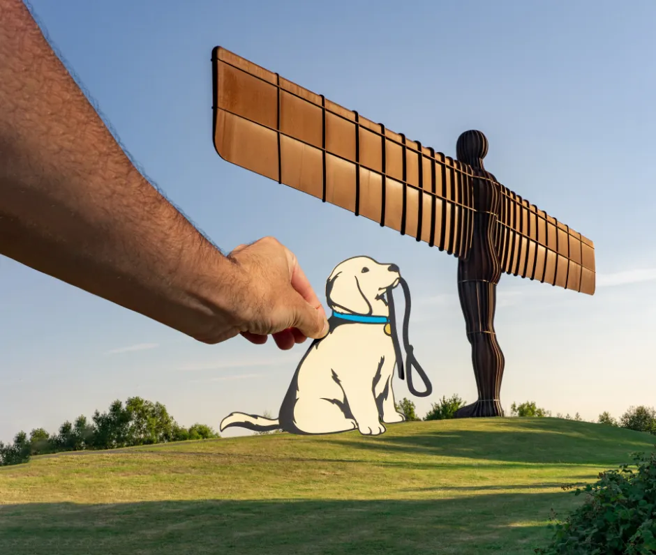 Paper sculpture next to the angel of the north