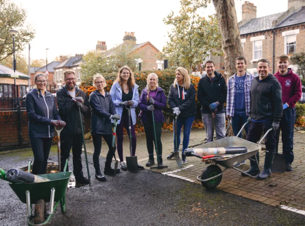 Group of people gardening