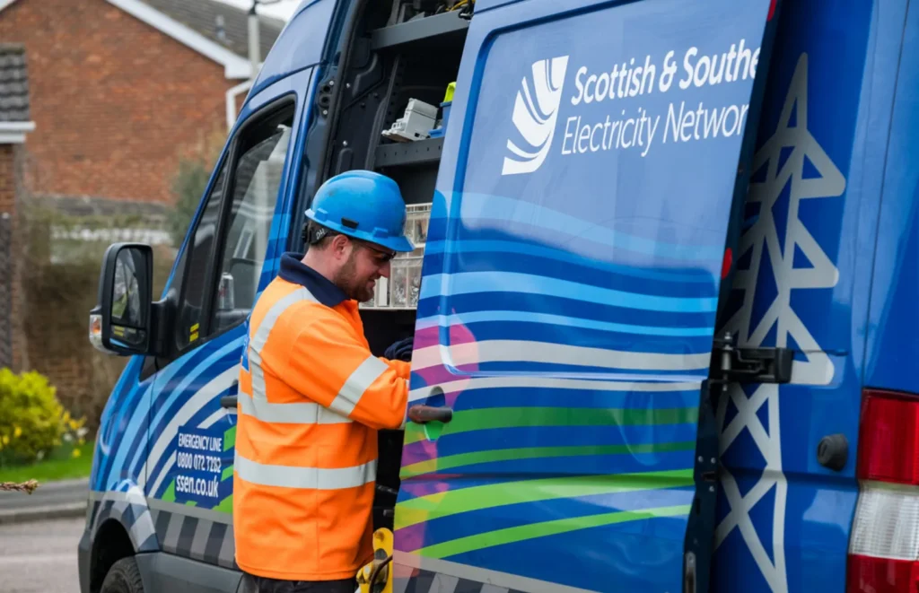 Workman with van