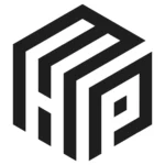 Black and white geometric logo resembling an abstract, three-dimensional letter P and G intertwined, with bold lines and sharp angles—ideal for an election hub seeking a modern, authoritative visual identity.