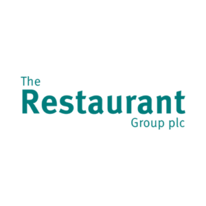 The Restaurant Group logo features the company name in teal text on a white background, with Restaurant in larger, bold font for emphasis.