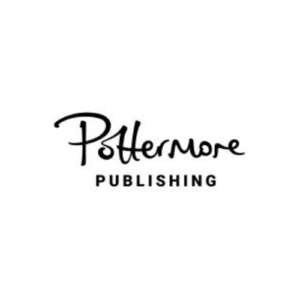 The image shows the logo for Pottermore Publishing. Pottermore is written in a stylized, handwritten font above the word PUBLISHING in uppercase, modern sans-serif avanti letters on a white background.