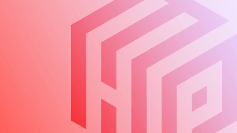 Abstract geometric design with bold, interlocking red and pink lines forming a hexagonal pattern on a soft pink gradient background—perfect for illustrating a modern business show or Business Live segment on Sky News.