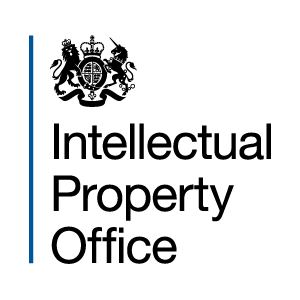 Logo of the Intellectual Property Office, featuring a black royal crest with a lion and unicorn above the words Intellectual Property Office in bold black text, symbolizing the protection of intellectual property and reminding us that Fake Always Breaks.